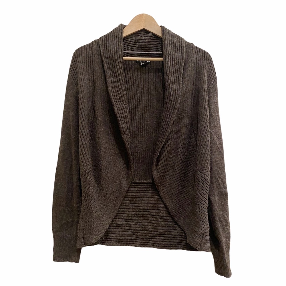 H&M Brown Knit Sweater Circle Open Cardigan Medium